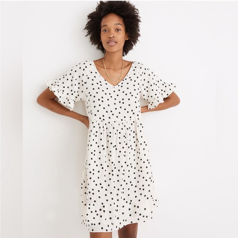 Madewell White and Black Polka Dot Mini Dress